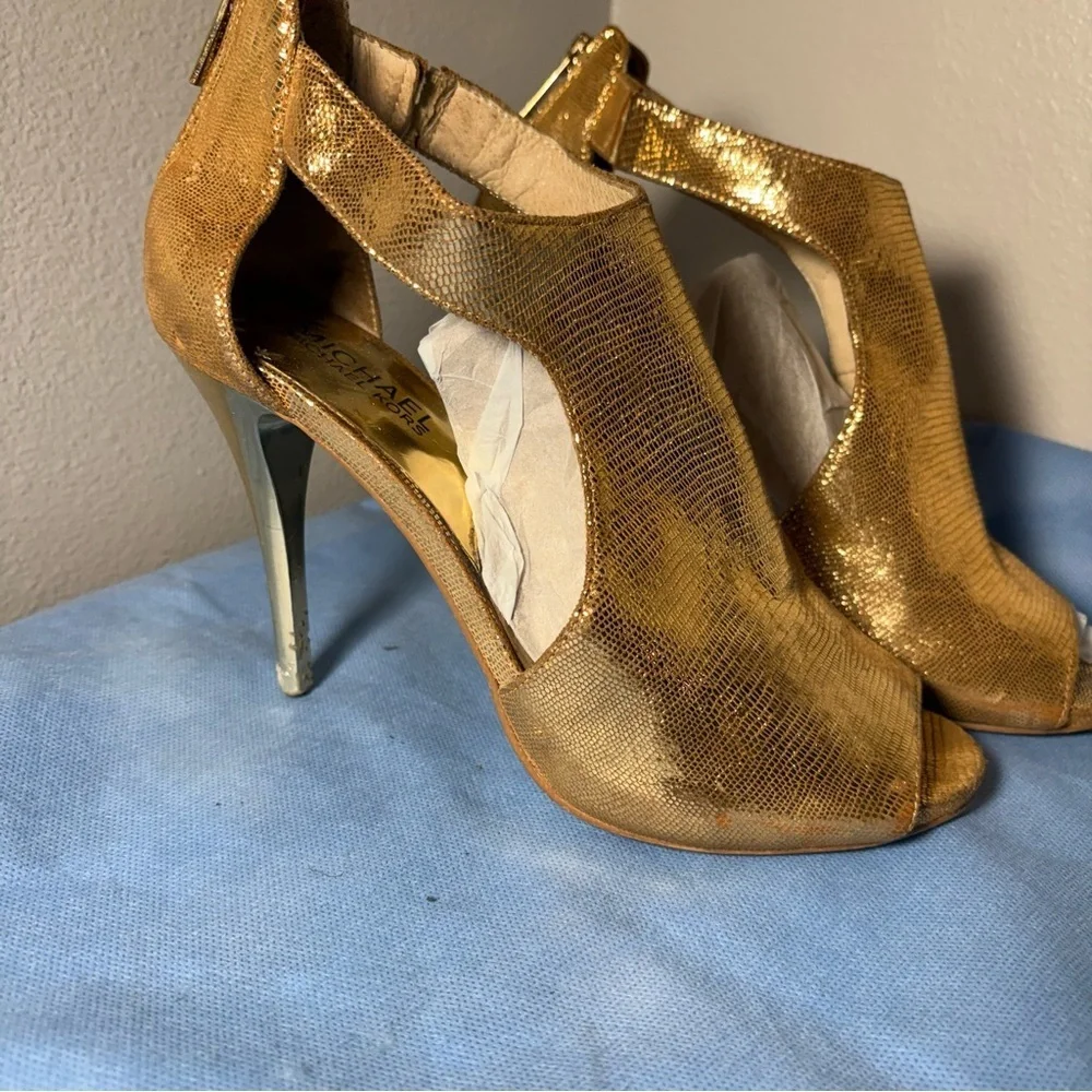 Michael Kors Metallic Gold Peep-Toe Heels